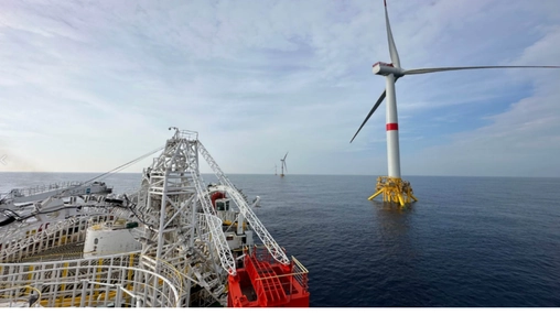 Floating offshore wind turbine with marine installation support