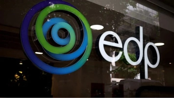 EDP Renewables logo displayed on an office window