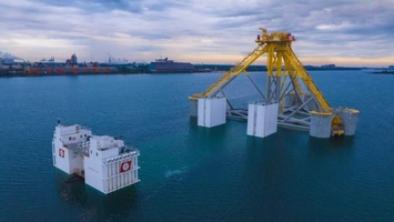 Floating offshore wind platform structure positioned in a port area