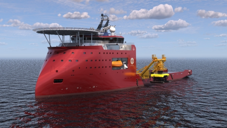 Floating offshore wind installation vessel at sea